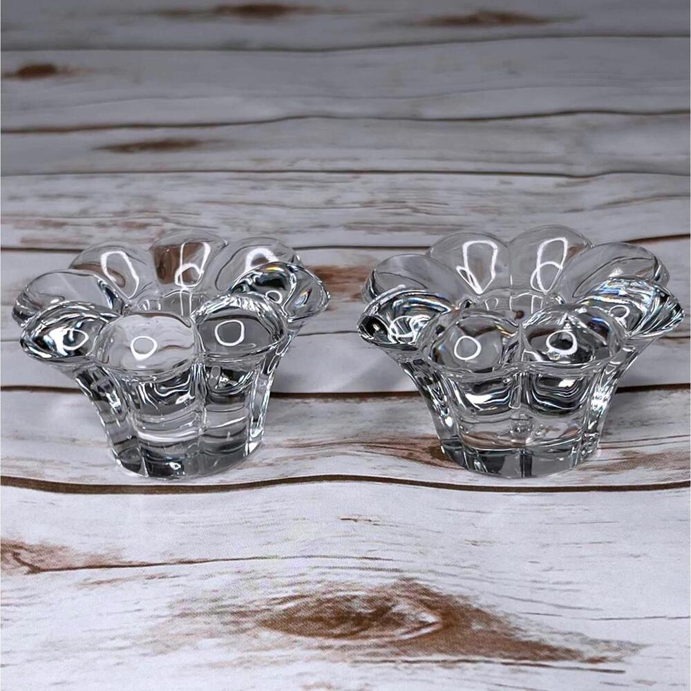 Vintage Pair Of 1970s Bubble Glass Candle‎ Holders
